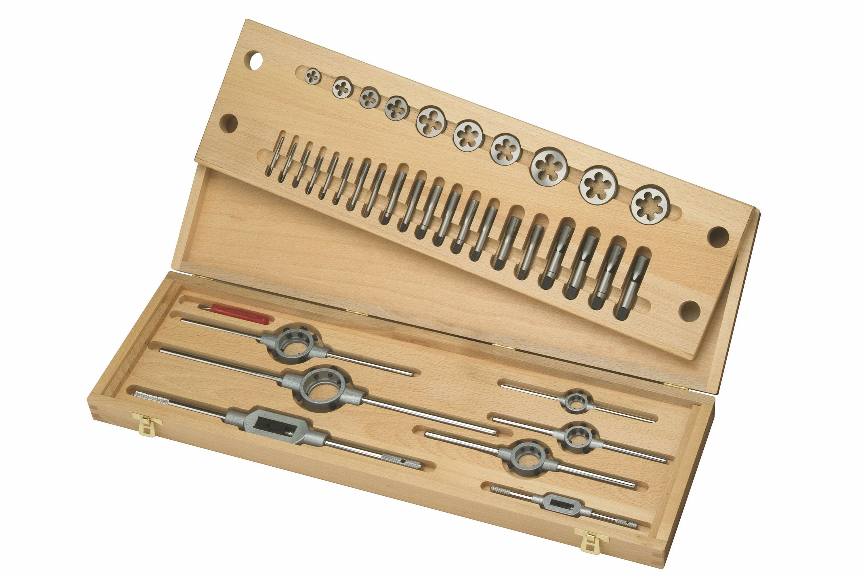 H210 LUBERO Gewindeschneid-Sortiment UNC 1/4" - 1" RH HSS im Holzkasten