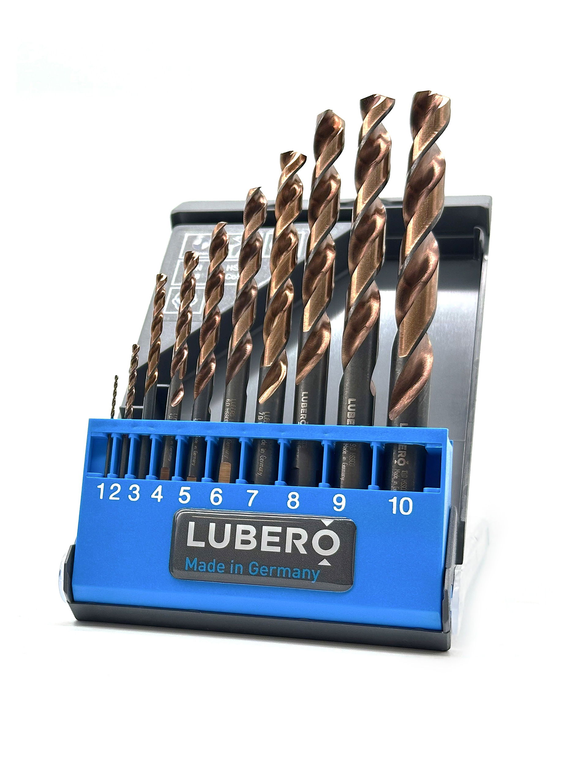 LUBERO Spiralbohrer-Set Ø1–10 mm HSSE VAP – 3-Flächenschaft – Made in Germany