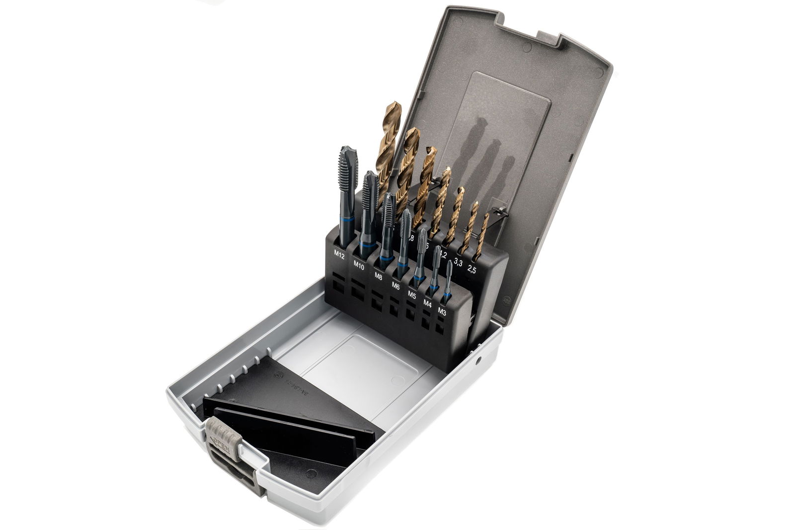 Kit | Machine Taps M 3 - M 12 RH ISO2/6HX HSSE-G Form B | core hole drills | Type VA Kit | Machine Taps M 3 - M 12 RH ISO2/6HX HSSE-G Form B | core hole drills | Type VA